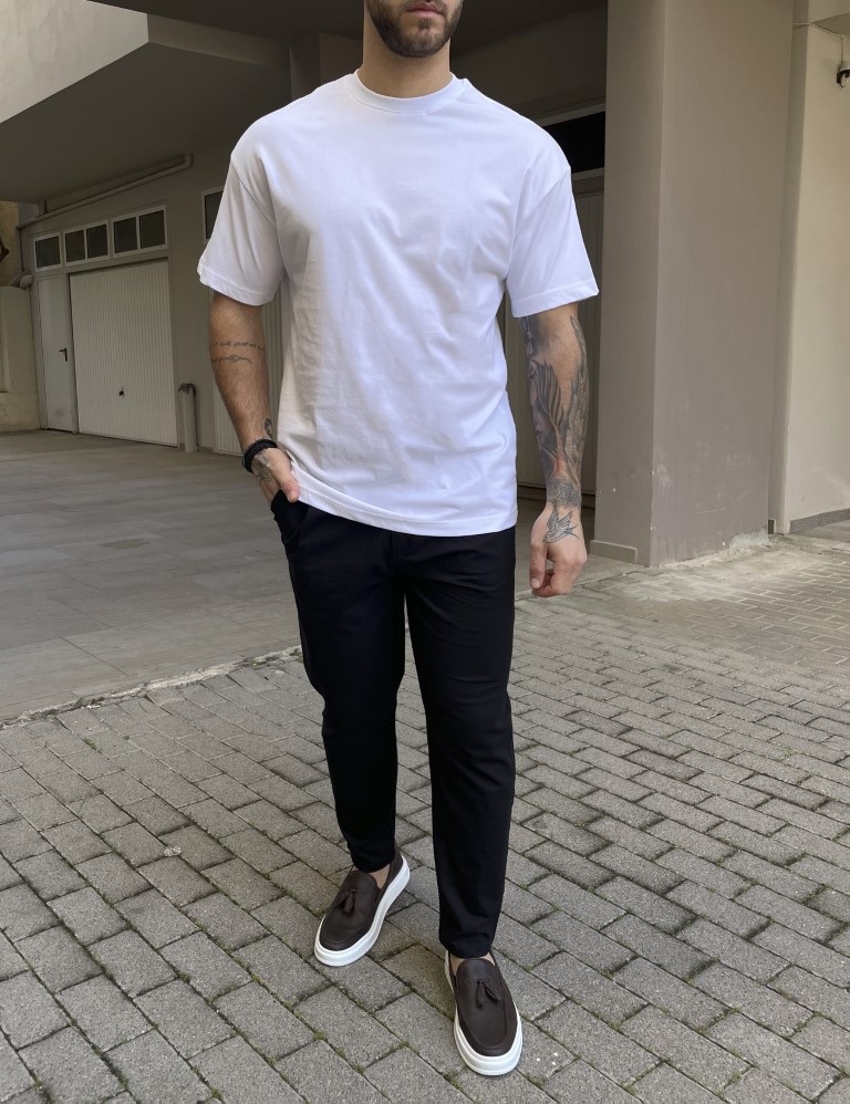 Ανδρική λευκή κοντομάνικη μπλούζα Oversized TST0426W φωτογραφία